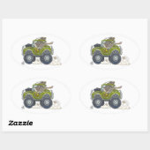 Cartoon illustratie van een olifant die een jeep b ovale sticker (Vel)