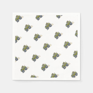 Cartoon illustratie van een olifant die een jeep b servet