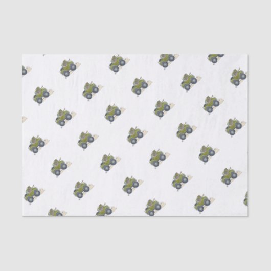 Cartoon illustratie van een olifant die een jeep b tissuepapier (Voorkant)