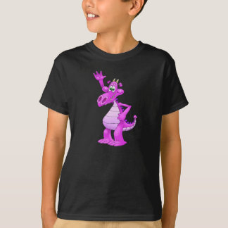 Cartoon illustratie van een paarse golvende draak. t-shirt
