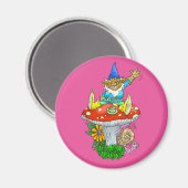 Cartoon illustratie van een zwaaiende zitkabouter. magneet (Voorkant / Achterkant)