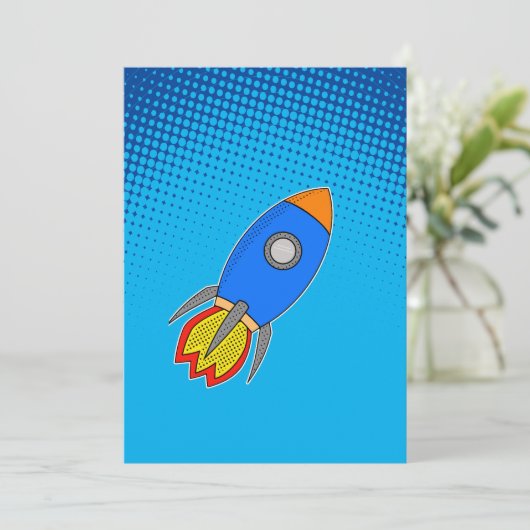 Cartoon in blauw hemelverloop kaart (Staand voorkant)