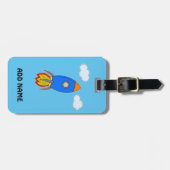 Cartoon in blauwe lucht bagagelabel (Voorkant horizontaal)