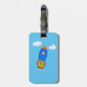 Cartoon in blauwe lucht bagagelabel (Achterkant verticaal)