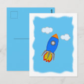 Cartoon in blauwe lucht briefkaart (Voorkant / Achterkant)