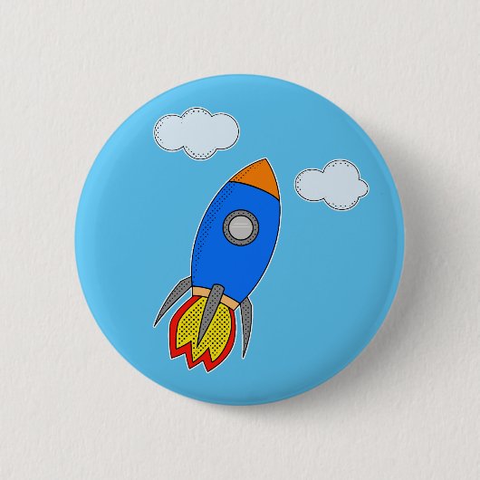 Cartoon in blauwe lucht ronde button 5,7 cm (Voorkant)
