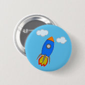 Cartoon in blauwe lucht ronde button 5,7 cm (Voorkant /achterkant)