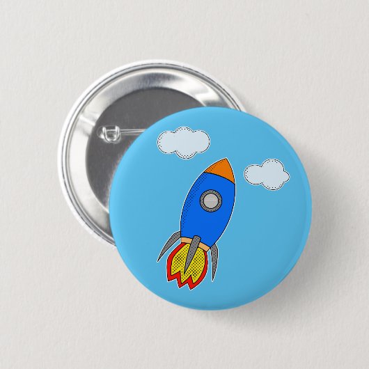 Cartoon in blauwe lucht ronde button 5,7 cm (Voorkant /achterkant)