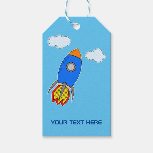 Cartoon in Blue Sky Kinder Party Cadeaulabel (Voorkant)