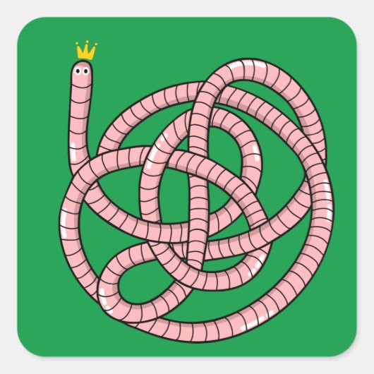 Cartoon in kroon vierkante sticker (Voorkant)