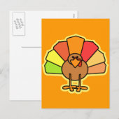 Cartoon in Turkije: ontwerp Thanksgiving Feestdagenkaart (Voorkant / Achterkant)