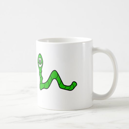Cartoon Inchworm - Mok witte koffie (Rechts)