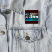 Cartoon Indigo Vierkante Button 5,1 Cm (In situ)