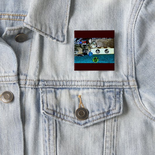 Cartoon Indigo Vierkante Button 5,1 Cm (In situ)