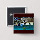 Cartoon Indigo Vierkante Button 5,1 Cm (Voorkant /achterkant)