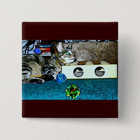 Cartoon Indigo Vierkante Button 5,1 Cm (Voorkant)