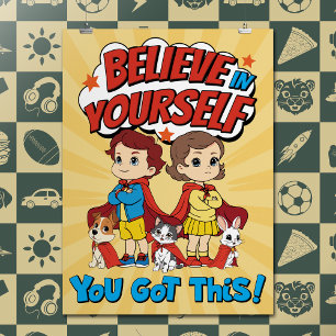 Cartoon Inspirerend quote Comic Book Typography Poster