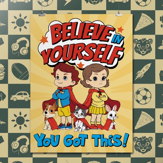 Cartoon Inspirerend quote Comic Book Typography Poster