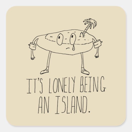 Cartoon Island Vierkante Sticker (Voorkant)