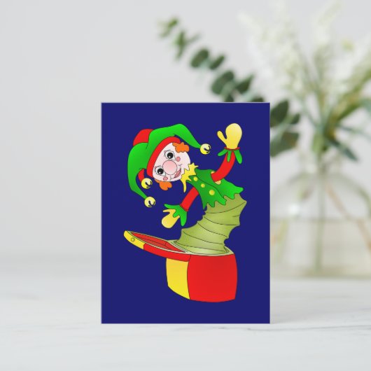 Cartoon Jack in de doos kussen Briefkaart (Staand voorkant)
