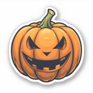 Cartoon Jack-O-Lantern Halloween Oranje pompoen Sticker