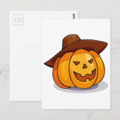 Cartoon Jack-o-Lantern Pumpkin Wearing Cowboy Pet Briefkaart (Voorkant / Achterkant)