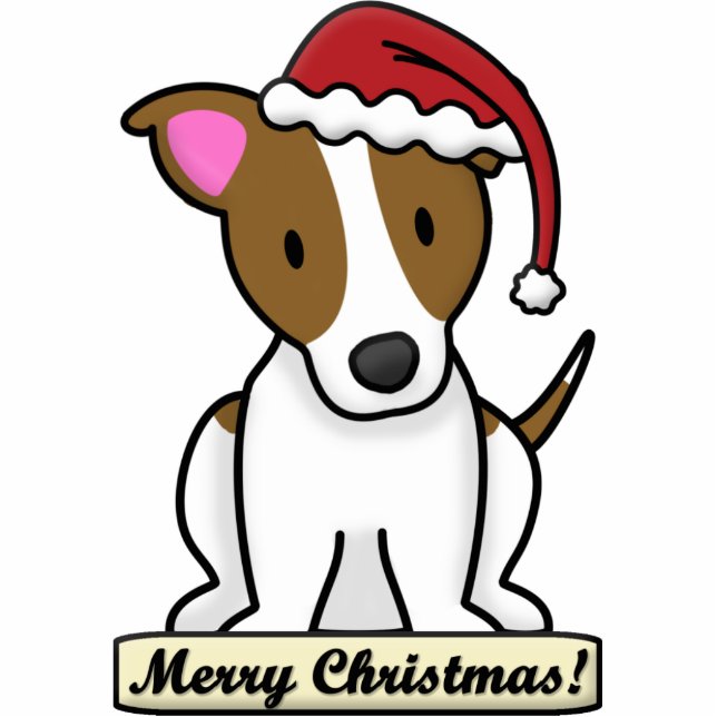 Cartoon Jack Russell Terrier-kerstversiering Fotobeeldje Ornament (Voorkant)
