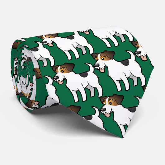 Cartoon Jack Russell Terrier Stropdas (Opgerold)