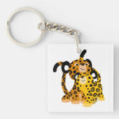 Cartoon Jaguars in Love Acryllic Sleutelhanger (Voorkant)