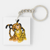 Cartoon Jaguars in Love Acryllic Sleutelhanger (Achterkant)