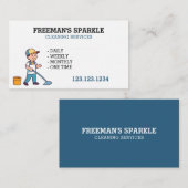 Cartoon Janitor Mopping Cleaning Service Visitekaartje (Voorkant / Achterkant)