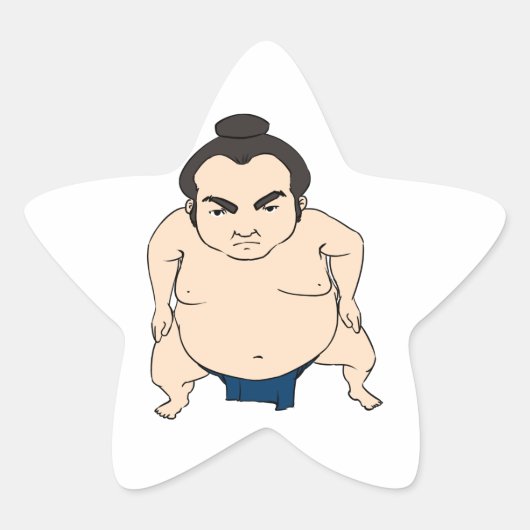 Cartoon Japans Sumo Wrestler Ster Sticker (Voorkant)