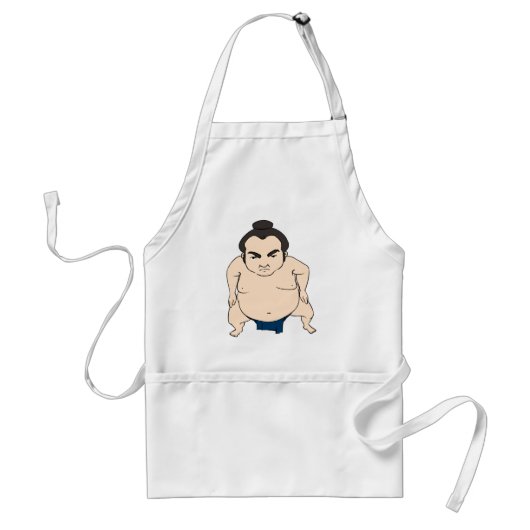 Cartoon Japanse Sumo Wrestler Standaard Schort (Voorkant)