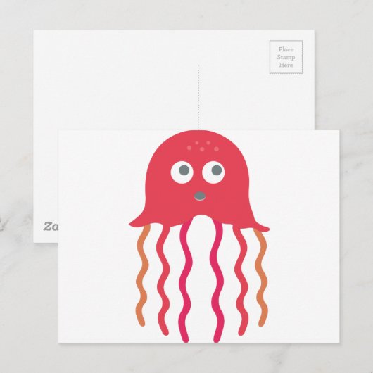 Cartoon Jellyfish Briefkaart (Voorkant / Achterkant)