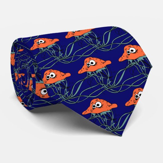 Cartoon Jellyfish Stropdas (Opgerold)
