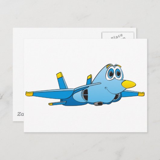 Cartoon Jet Briefkaart (Voorkant / Achterkant)