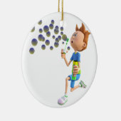 Cartoon jongen blaasjes keramisch ornament (Rechts)