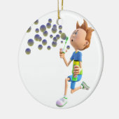 Cartoon jongen blaasjes keramisch ornament (Links)