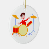 Cartoon jongen speelt drumset scherpe randen keramisch ornament (Rechts)