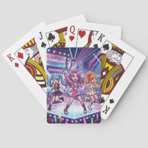 Cartoon JPop Meidengroep Pokerkaarten