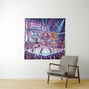 Cartoon JPop Meidengroep Wandkleed