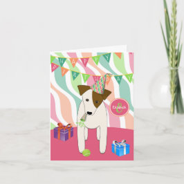 cartoon JRT-meisje met een leuk feest Kaart