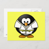 Cartoon Judo Penguin Gele achtergrond Briefkaart (Voorkant / Achterkant)