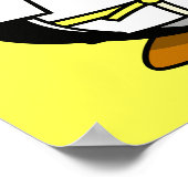 Cartoon Judo Penguin Gele achtergrond Poster (Hoek)