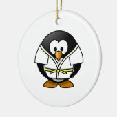 Cartoon Judo Penguin Keramisch Ornament (Links)
