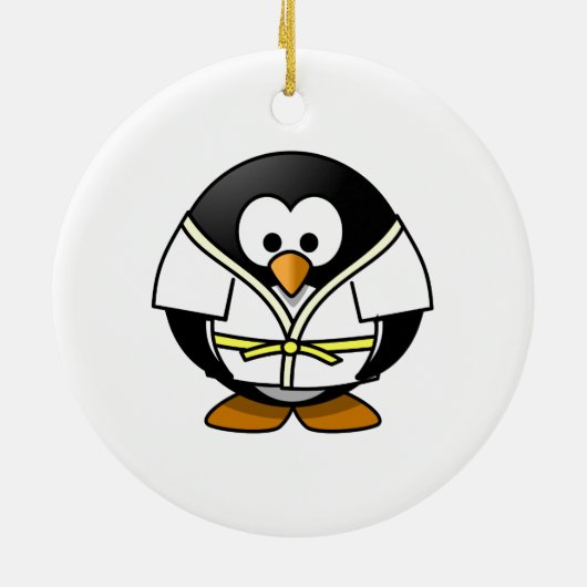 Cartoon Judo Penguin Keramisch Ornament (Achterkant)