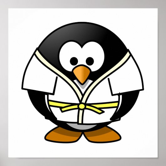 Cartoon Judo Penguin Poster (Voorkant)