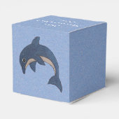 Cartoon Jumping Dolfijn Glitterij Donkerblauw Wit Bedankdoosjes (Achterkant)