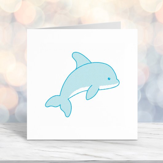 Cartoon Jumping Dolphin Zelfinktende Stempel