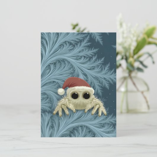 Cartoon Jumping Spider Christmas Cards Feestdagenkaart (Staand voorkant)